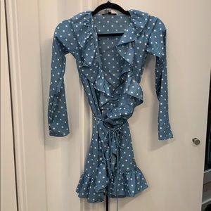 Blue Polka Dot Ruffle Dress